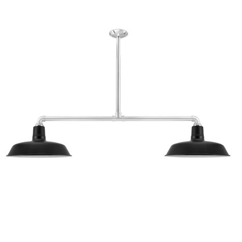 The Original™ 2-Light, 100-Black, Mounting in 980-Brushed Aluminum, 18" Arms, 18" Stem