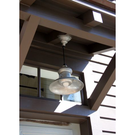 12" Laramie LED Pendant, 975-Galvanized, SBK-Standard Black Cord, Domed Lens