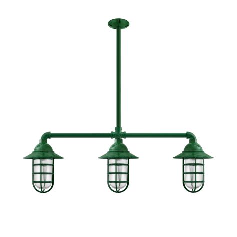 Alliance LED 3-Light Chandelier, 307-Emerald Green, Flared Shade, CGG-Standard Cast Guard, RIB-Ribbed Glass
