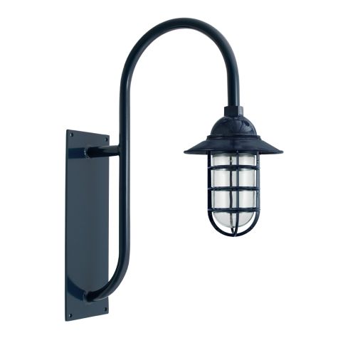 Industrial Guard LED Gooseneck, 705-Navy, Flared Shade, CGG-Standard Cast Guard, CLR-Clear Glass, G19 Gooseneck Arm