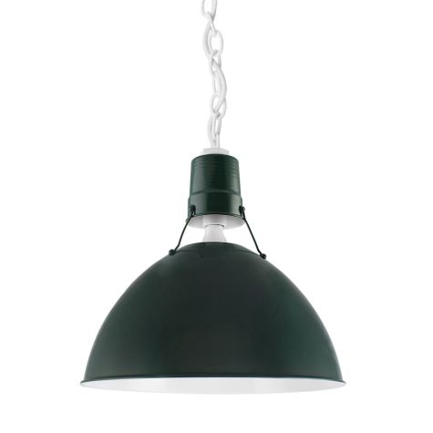 16" Wilcox Uplight, 300-Dark Green Shade Finish, 200-White Chain Finish & Standard White Cord
