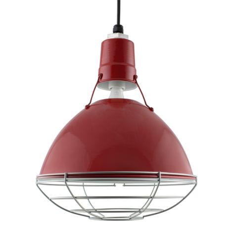14" Wilcox Uplight, 400-Barn Red, Wire Cage, 975-Galvanized, SBK-Standard Black Cord
