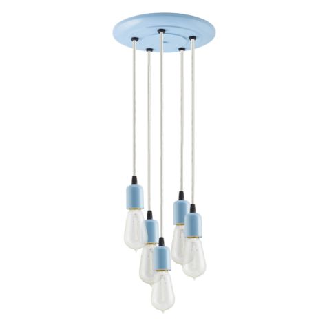 5-Light Downtown Minimalist Chandelier, 715-Delphite, CSW-White Cloth Cord, 1890 Era 40W Edison Bulbs