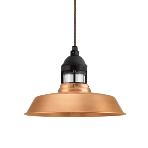 14" Sydney, 995-Natural Raw Copper, Guard in 100-Black, CLR-Clear Glass, CSBB-Black & Brown Cloth Cord