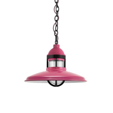 12" Brisbane, 490-Magenta, Guard in 100-Black, CLR-Clear Glass, Mounting in 100-Black, CSBP-Black & Pink Cloth Cord