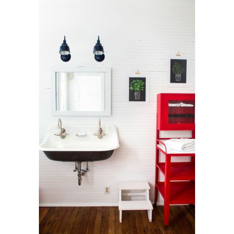 (2) Fargo Wall Sconces, 705-Navy Shade and Mounting, Wire Cage in 705-Navy, No Switch