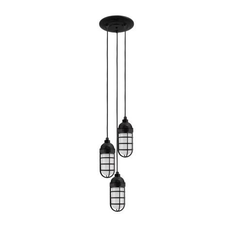 Atomic Topless LED Multi-Light Chandelier, 100-Black, CGG-Standard Cast Guard, FST-Frosted Glass, CSB-Black Cloth Cord