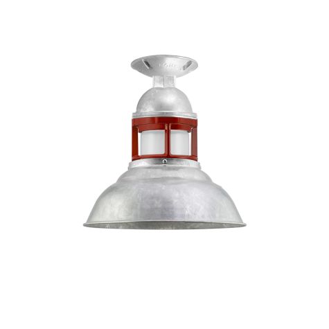 12" Outback, 975-Galvanized, Guard in 400-Barn Red, FST-Frosted Glass