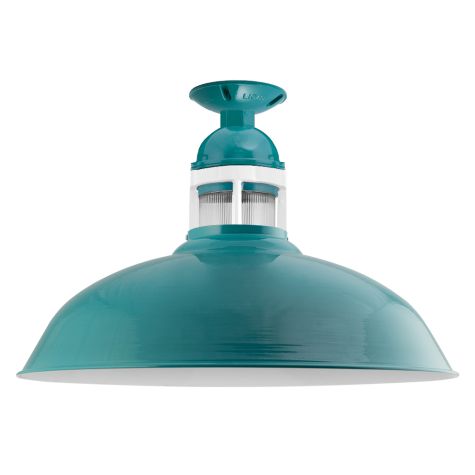 20" Outback LED, 390-Teal, Guard in 200-White, RIB-Ribbed Glass