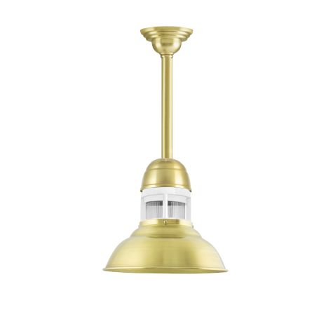12" Outback, 997-Natural Raw Brass, With Cap Option, Guard in 200-White, RIB-Ribbed Glass, Decorative Canopy Cover