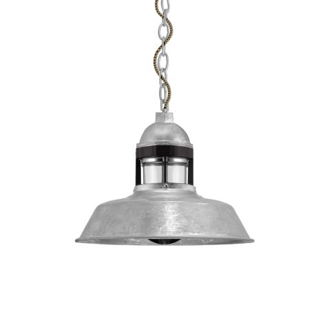 12" Sydney, 975-Galvanized, Guard in 100-Black, CLR-Clear Glass, CSBG-Black & Gold Cloth Cord