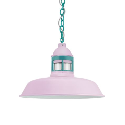 14" Sydney, 790-Lavender, Guard in 390-Teal, CLR-Clear Glass, CMG-Grey Cloth Cord, Mounting in 390-Teal