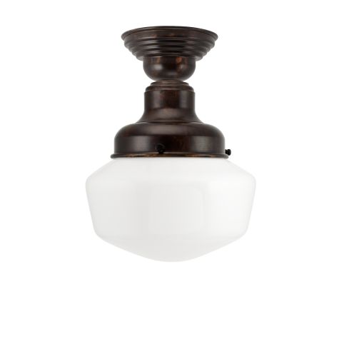 Primary LED Schoolhouse Semi-Flush Mount Light, 999-Natural Oil-Rubbed Copper, Small Opaque Glass