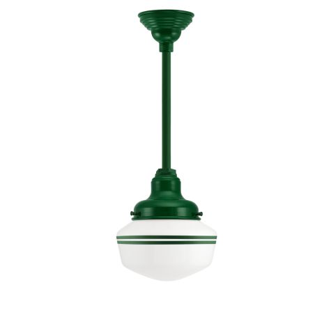 Primary LED Schoolhouse Stem Mount, 307-Emerald Green, Small Opaque Glass, Double Painted Band