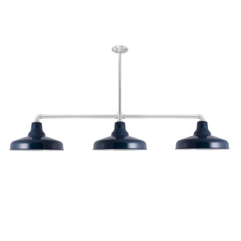 Union 3-Light, 705-Navy, 24" Arms, 18" Stem, Mounting in 980-Brushed Aluminum
