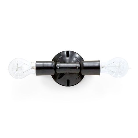 Downtown Minimalist Double Sconce, 100-Black, Nostalgic Edison-Style Victorian 25W Bulb