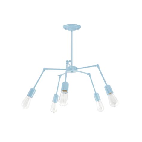 Parson Adjustable Arm Chandelier, 715-Delphite Blue PTMP, Nostalgic Edison 1890 Era Bulbs