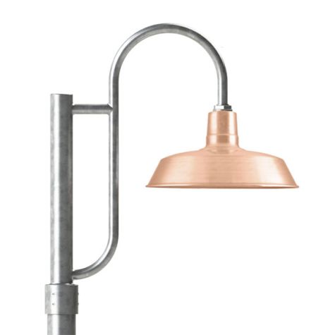 16" The Original™, 995-Natural Raw Copper, Single Decorative Post Mount, 975-Galvanized, Smooth Direct Burial Pole, 975-Galvanized