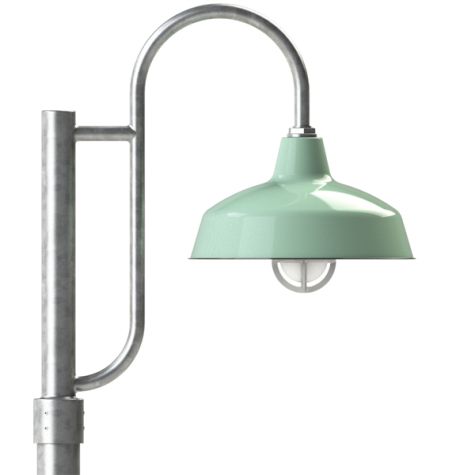 14" Avalon, 311-Jadite, Heavy Duty Cast Guard & Frosted Glass, 975-Galvanized, Single Decorative Post Mount, 975-Galvanized, Smooth Direct Burial Pole, 975-Galvanized
