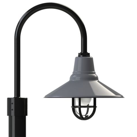 14" Aero, 810-Graphite, Heavy Duty Cast Guard & Clear Glass, 110-Black, Single Post Mount, 100-Black, Smooth Direct Burial Pole, 100-Black