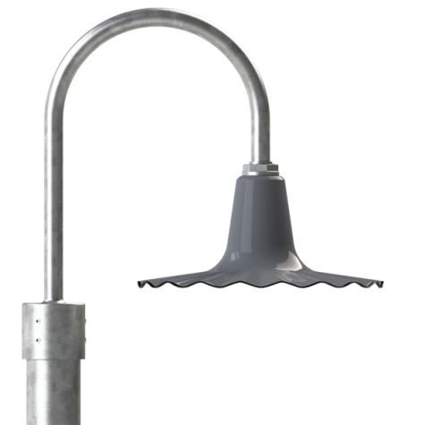 14" Seaside Radial Wave, 810-Graphite, Single Post Mount, 975-Galvanized, Smooth Direct Burial Pole, 975-Galvanized