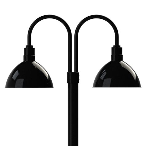 14" Wilcox, 100-Black, Double Post Mount, 100-Black, Smooth Direct Burial Pole, 100-Black