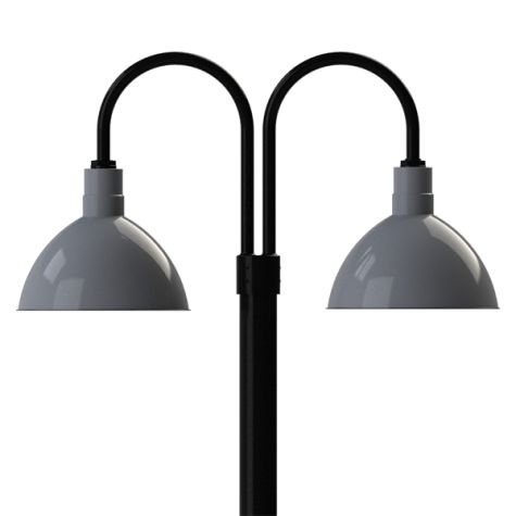 14" Wilcox, 850-Porcelain Graphite, Double Post Mount, 100-Black, Smooth Direct Burial Pole, 100-Black