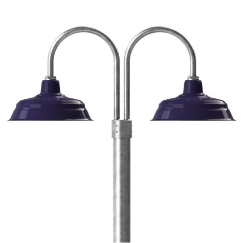 17" Bomber, 750-Porcelain Cobalt, Double Post Mount, 975-Galvanized, Smooth Direct Burial, 975-Galvanized
