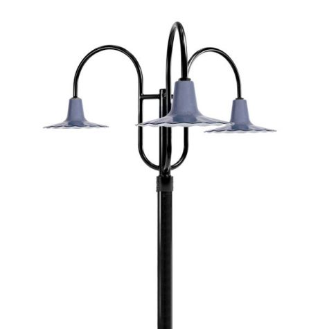 14" Seaside, 810-Graphite, 3-Light Post Mount, 100-Black, Smooth Direct Burial Pole, 975-Galvanized