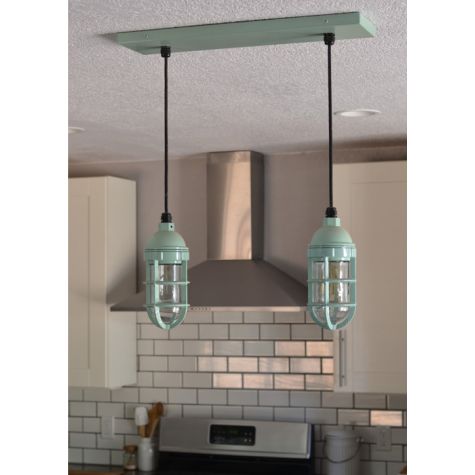 The Insider 2-Light Chandelier, 311-Jadite PTMP, No Shade, TGG-Heavy Duty Cast Guard, CLR-Clear Glass
