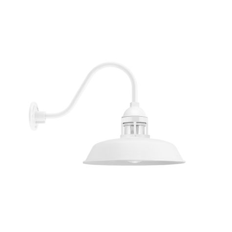 14" Sydney, 200-White, RIB-Ribbed Glass, G11 Gooseneck Arm