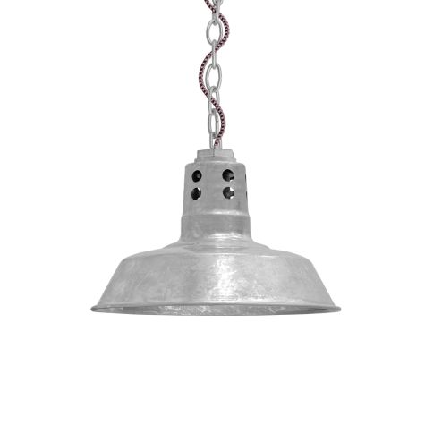 12" The Original™ Vented Chain Hung, 975-Galvanized, Circle Vents, CSBP-Black & Pink Cloth Cord