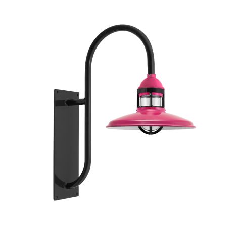 12" Brisbane LED, 490-Magenta, Guard in 100-Black, CLR-Clear Glass, G19 Gooseneck Arm, Mounting in 100-Black