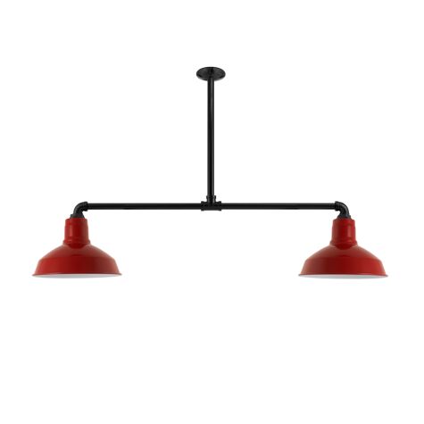 Dino 2-Light, 400-Barn Red, 18" Arms, 18" Stem, Mounting in 100-Black
