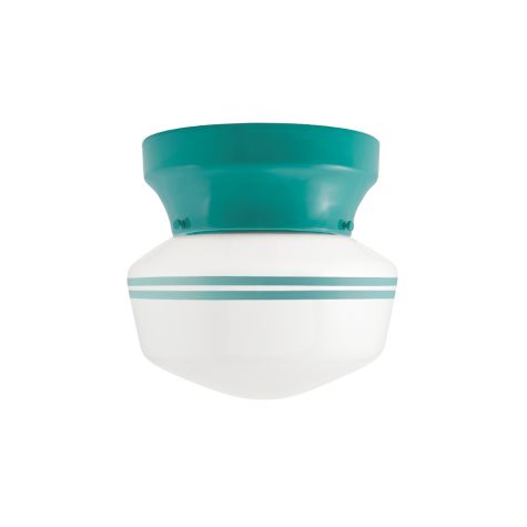 Kao Primary Schoolhouse Flush Mount, 390-Teal, Double Painted Band