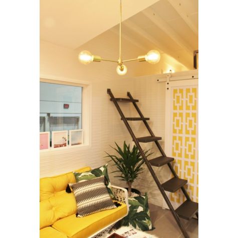 Downtown Minimalist 3-Light Chandelier, 998-Natural Weathered Brass | Photo Courtesy of Homeowner