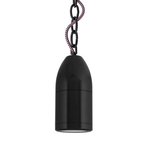 Bullet Chain Hung LED Pendant, 100-Black, CSBP-Black & Pink Cloth Cord