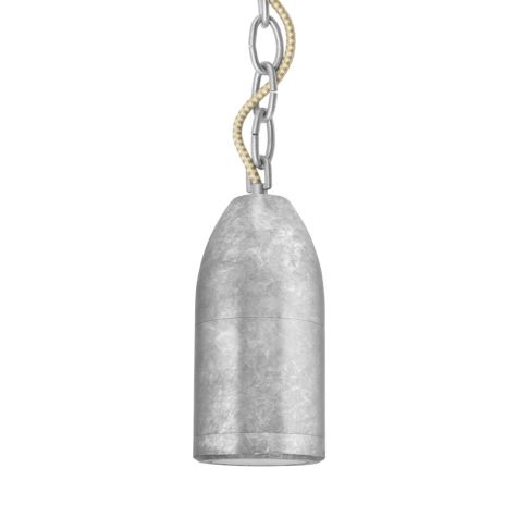 Bullet Chain Hung LED Pendant, 975-Galvanized, CSGW-Gold & White Cloth Cord