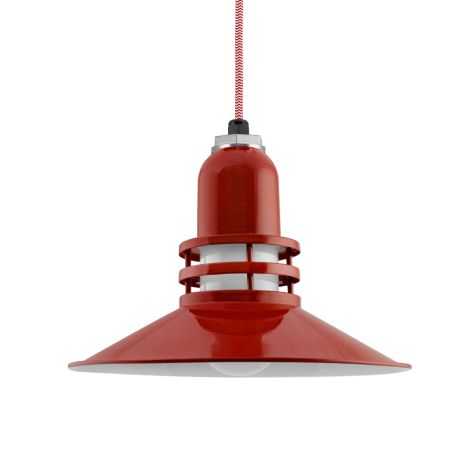 14" Cherokee, 400-Barn Red, FST-Frosted Glass, CRZ-Red Chevron Cord