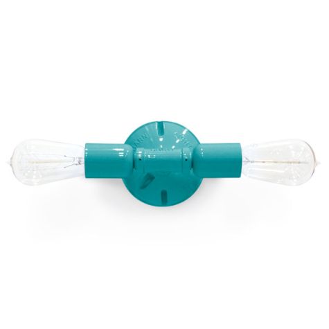 Downtown Minimalist Double Sconce, 390-Teal, Nostalgic Edison-Style 1890 Era 40W Bulb