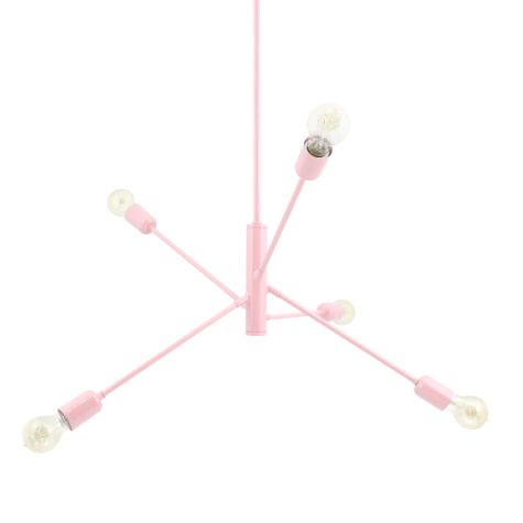 Downtown Minimalist 5-Light Chandelier, 480-Blush Pink, Edison-Style Victorian Bulbs