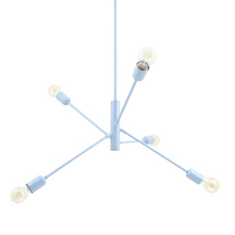 Downtown Minimalist 5-Light Chandelier, 715-Delphite PTMP, Edison-Style Victorian Bulbs