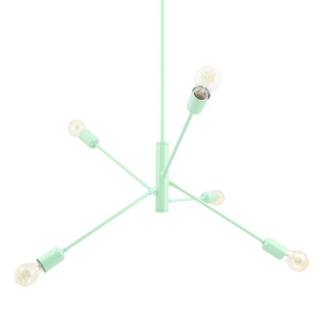Downtown Minimalist 5-Light Chandelier, 370-Mint, Edison-Style Victorian Bulbs