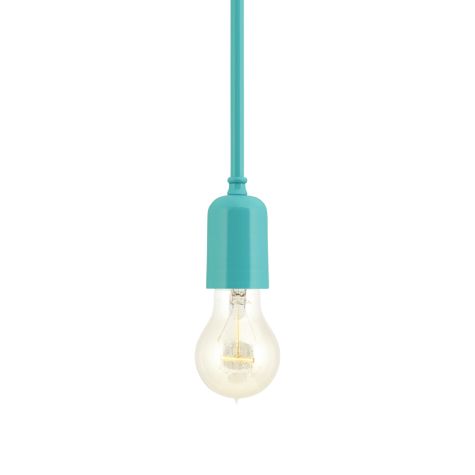 Downtown Minimalist Stem Mount Pendant, 390-Teal, Edison-Style Victorian Bulb