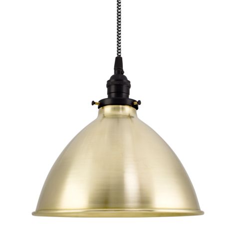 10" Gladstone, 997-Natural Raw Brass, Black Socket with No Switch, CSBW-Black & White Cloth Cord