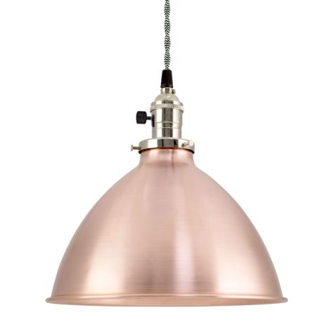 10" Gladstone, 995-Natural Raw Copper, Nickel Socket with Paddle Switch, TBW-Black & White Twist Cord