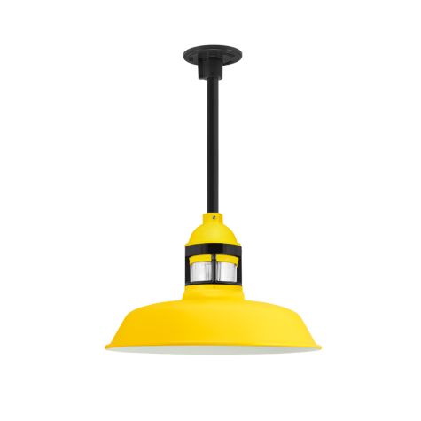 14" Sydney, 500-Buttery Yellow, Guard in 100-Black, RIB-Ribbed Glass, Mounting in 100-Black, Heavy Duty Canopy