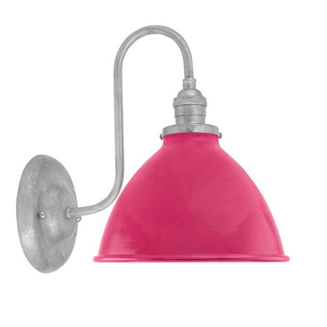 8" Gladstone Dome Shade Sconce, 490-Magenta, Mounting in 975-Galvanized, No Switch