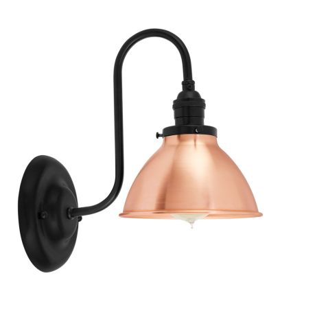 6" Gladstone Dome Shade Sconce, 995-Natural Raw Copper, Mounting in 100-Black, No Switch