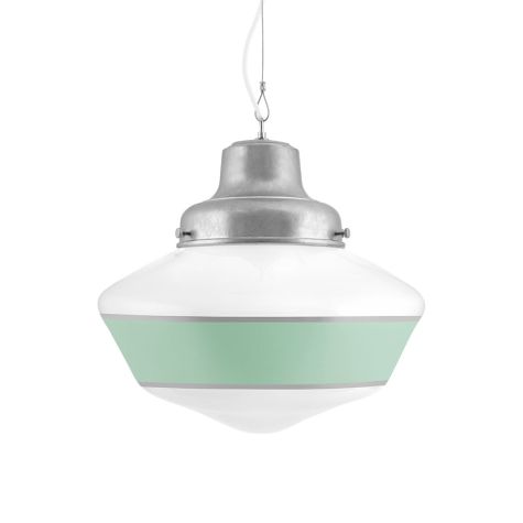 Primary Schoolhouse LED, 975-Galvanized, Single Painted Band, 311-Jadite, SWH-Standard White Cord